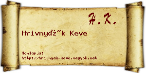 Hrivnyák Keve névjegykártya
